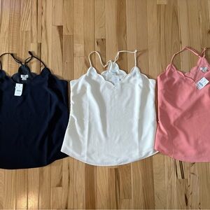 J. Crew Factory Women's Scalloped Camisoles - Navy, Coral